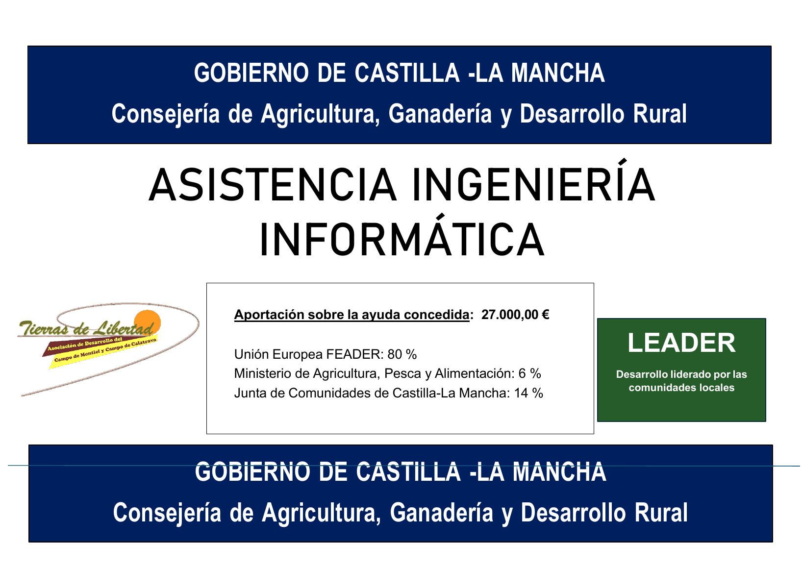Cartel oficial de la ayuda al emprendimiento concedida a ASIR Ingeniería Informática